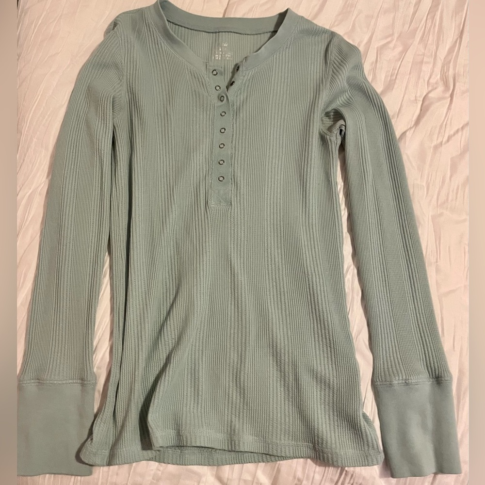 Aerie Heart-Eyes Waffle Henley Long Sleeve
